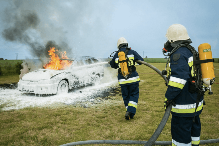 Firefighters extinguishing a fire